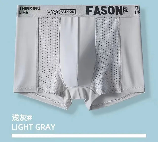Ice Silk Solid Mesh Boxer
