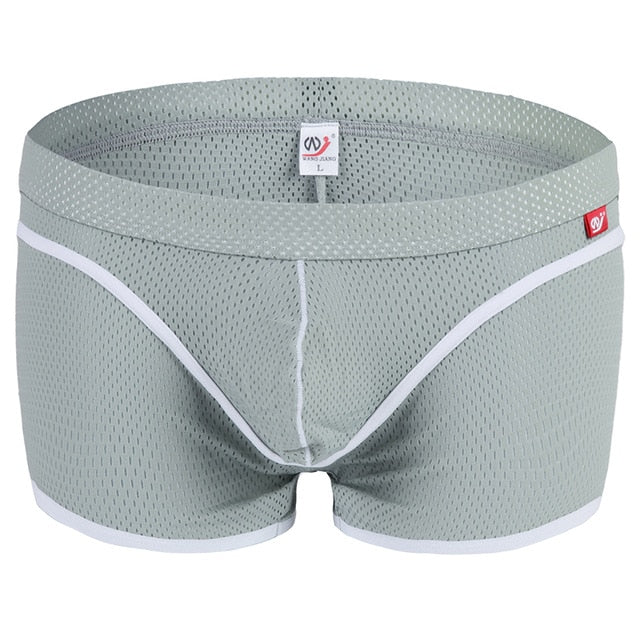 Breathable Mesh Two-tone Line Decorated Boxer