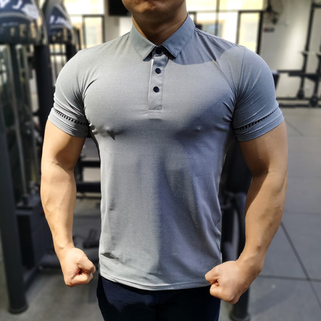 Spandex Solid Color Men's Polo Shirt