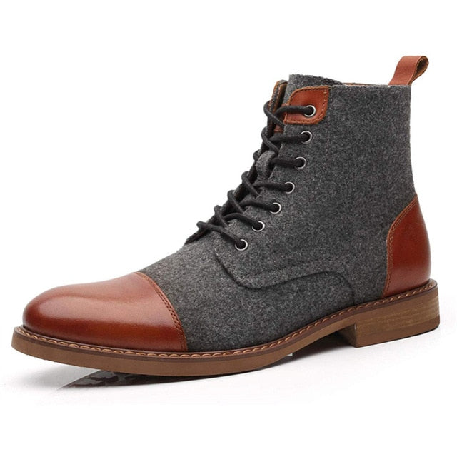 Suede Faux-Leather Ankle Balmoral Boots