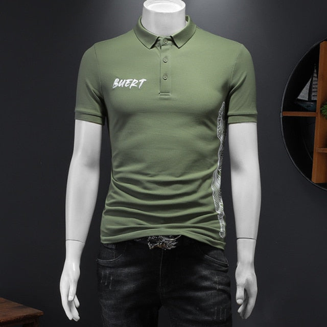 Embroidery Patchwork Viscose Polo Shirt