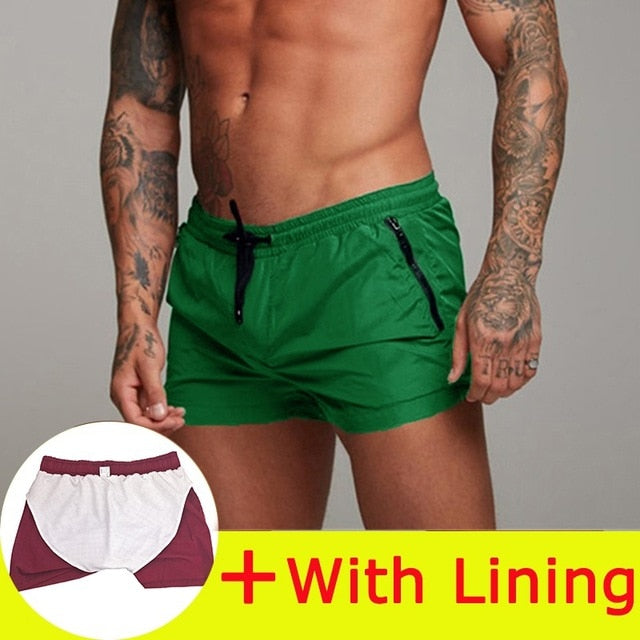Simple Solid Drawstring Boxer Shorts