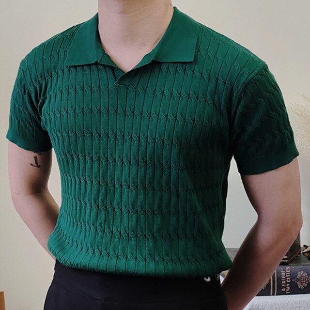 Summer Breathable Knitted Men Polo Shirt