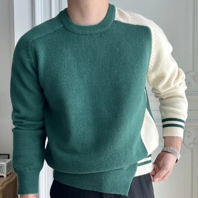 Solid with Stripes Sleeve Sweater
