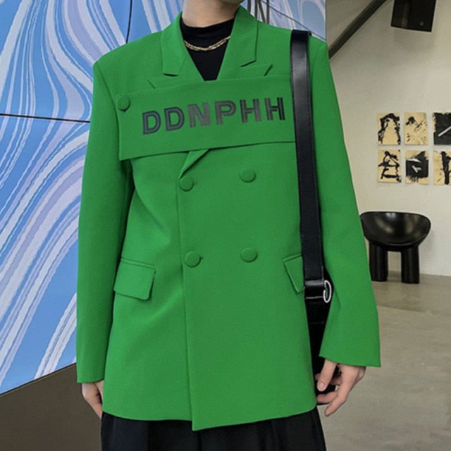 Oversize D Letter Deco Solid Blazer