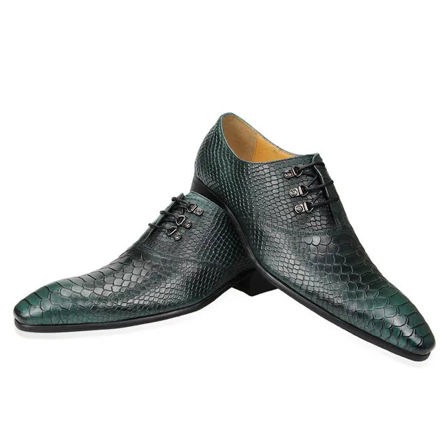 Classic Crocodile Pattern Oxford Shoes
