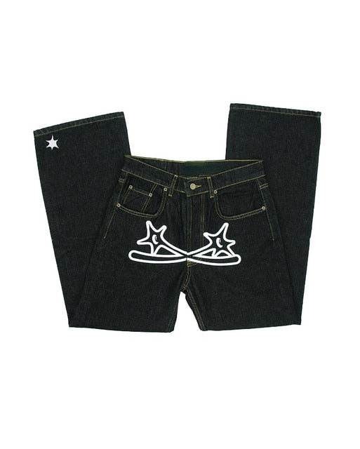 Hip Hop Star Letter Printed Men Jeans