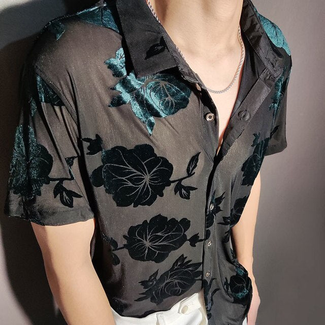 Velvet Flower See-Through Shirt