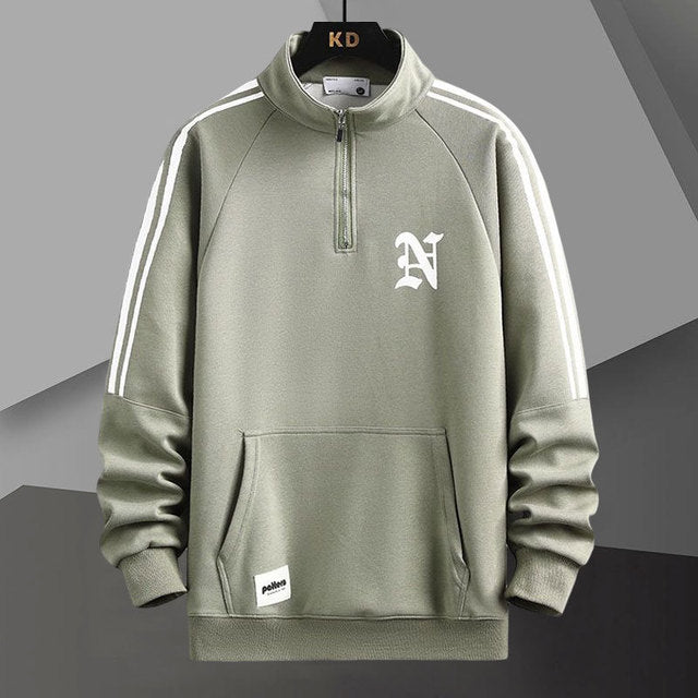 Zipper Letter Stripe Autumn Pullover Jacket