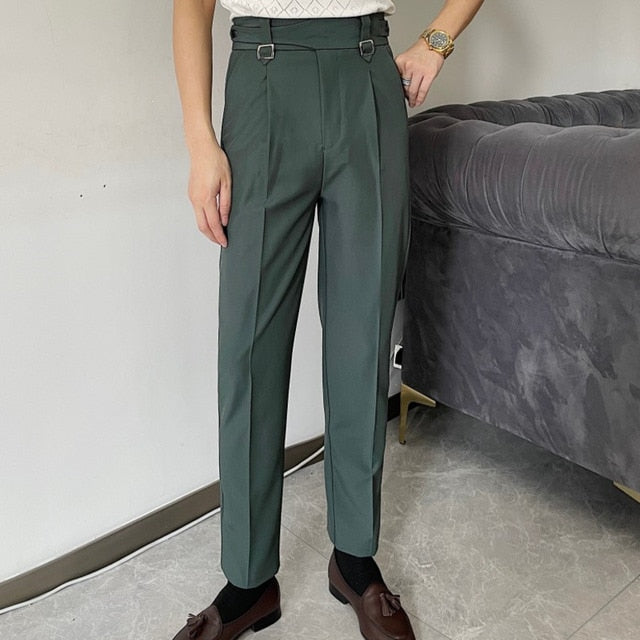 Navy Suit Side Buckle Trouser