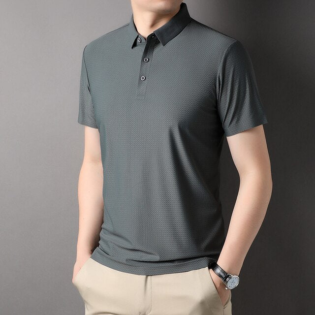 Plain Casual Turn Down Collar Polo Shirt