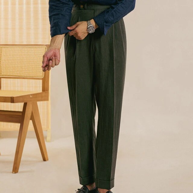 Linen Retro Casual High Waist Trousers