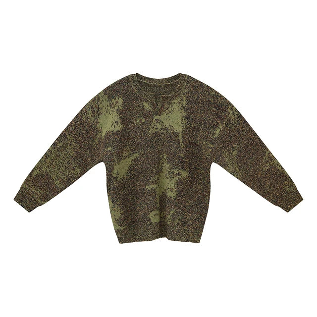 Color Block Woolen Loose Sweater