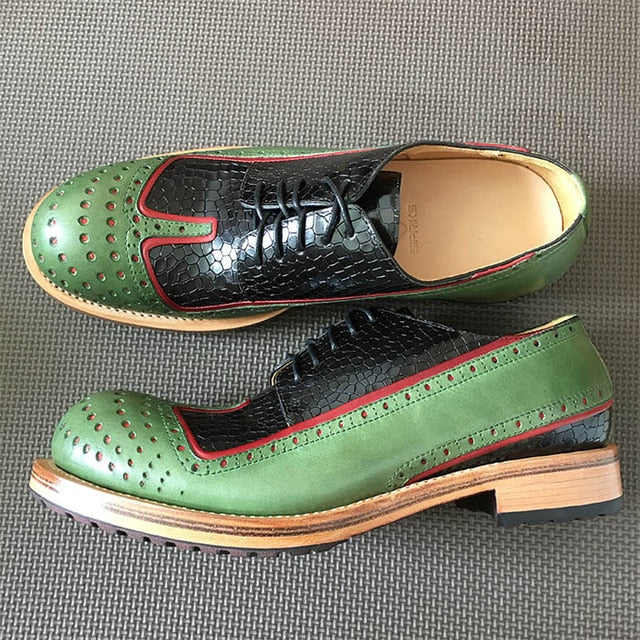 Unique Design Thick Round Toe Casual Men Leather Shoes