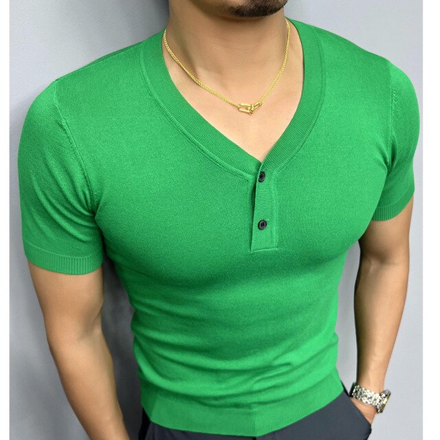 Slender Knitted Short Sleeved T-shirt