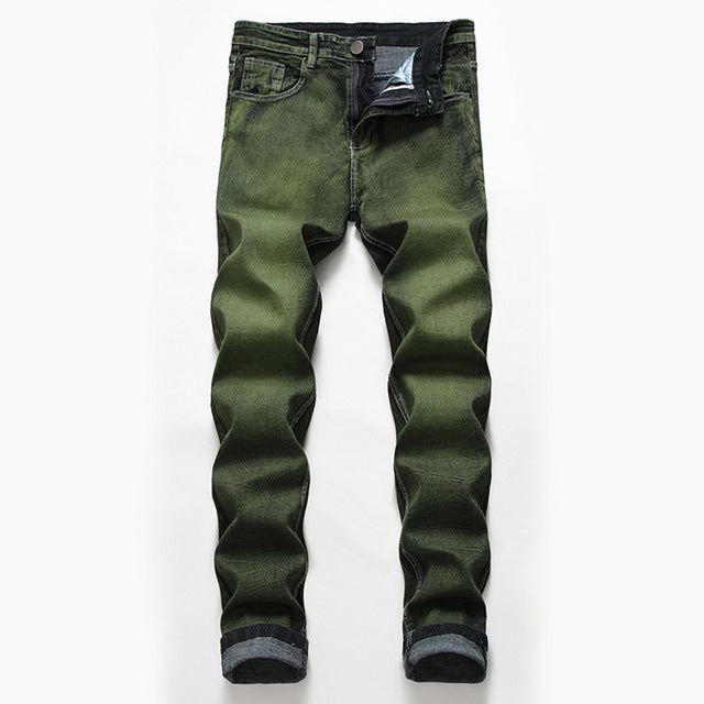 Army Green Denim Stretch Jeans