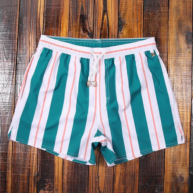 Stripes Drawstring Beach Shorts