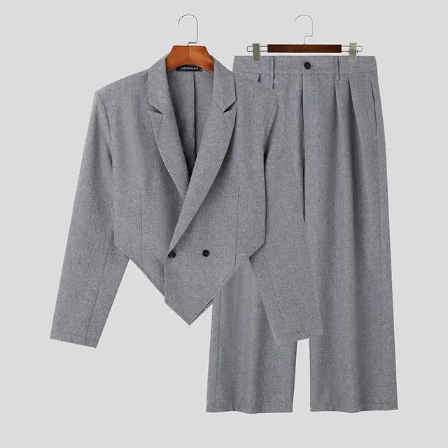 Solid Color Irregular Blazer Suit