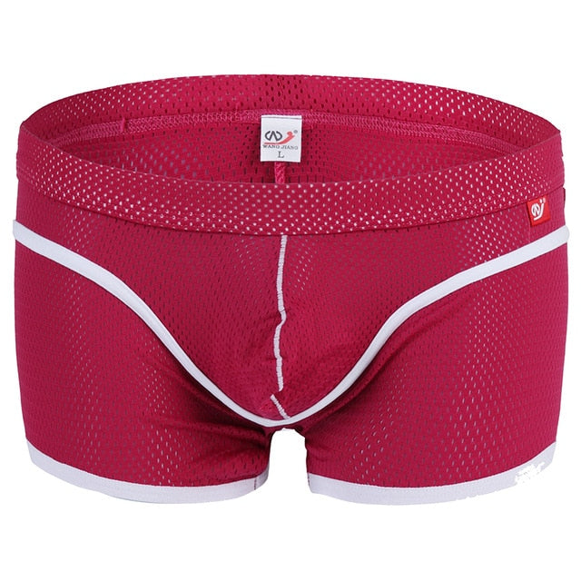 Breathable Mesh Two-tone Line Decorated Boxer