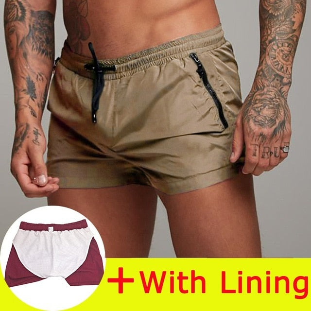 Simple Solid Drawstring Boxer Shorts