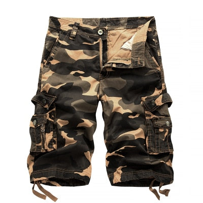 Military Camo Pattern Cargo Multi Pockets Style Men Shorts