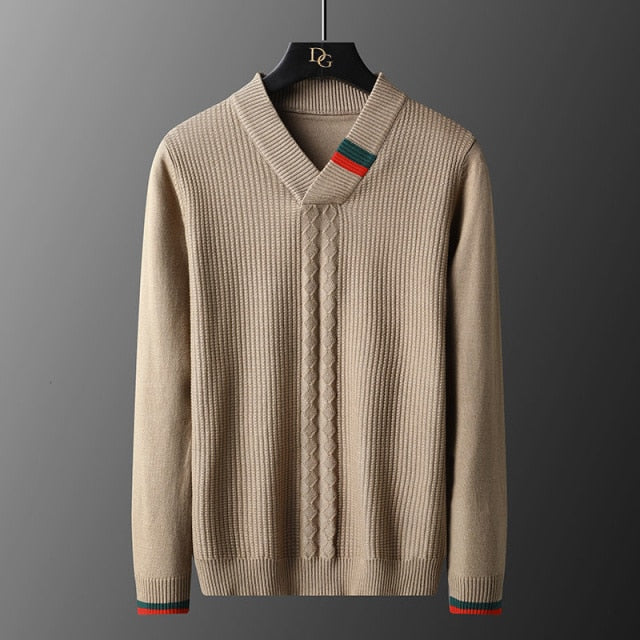 Chest Braided Decorated V-Neck Sweater