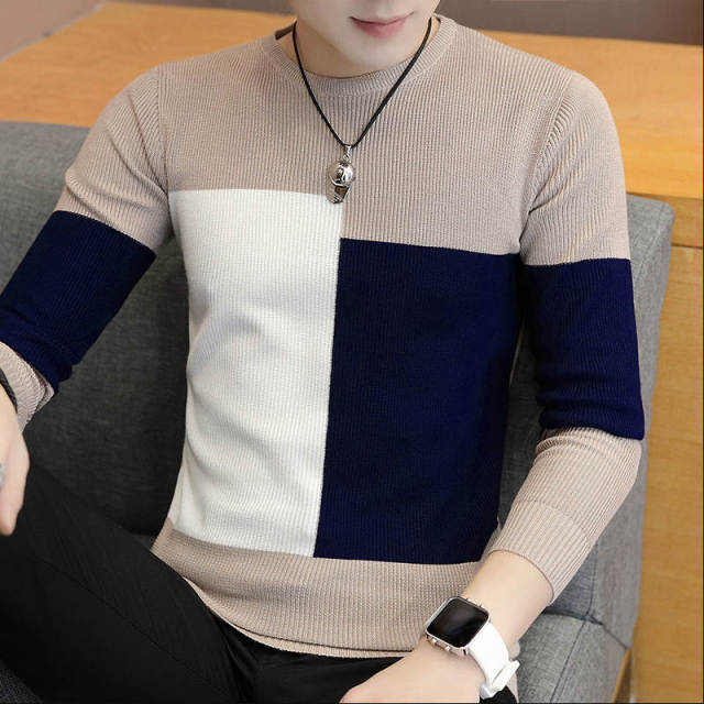 Asymmetric Solid Patchwork Design Sweater