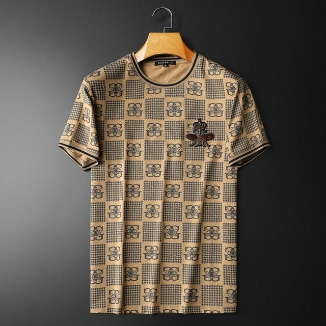 Plaid Animal Printed Men T-Shirt