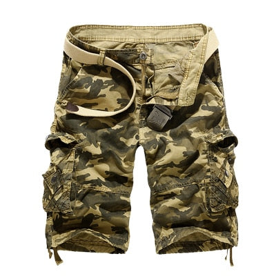 Camouflage Button Fly Cargo Shorts