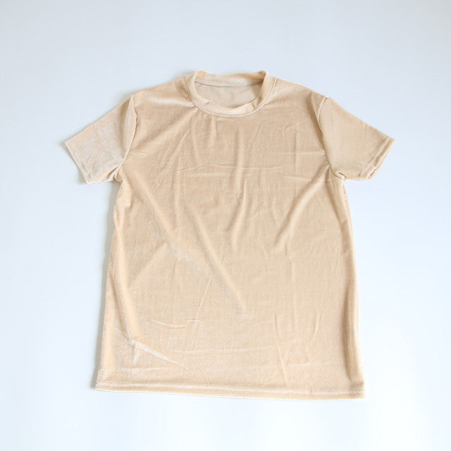 Velvet O-Neck Short Sleeve T-Shirt