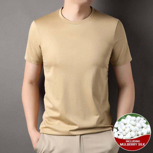 Mulberry Silk Solid O-Neck T-Shirt