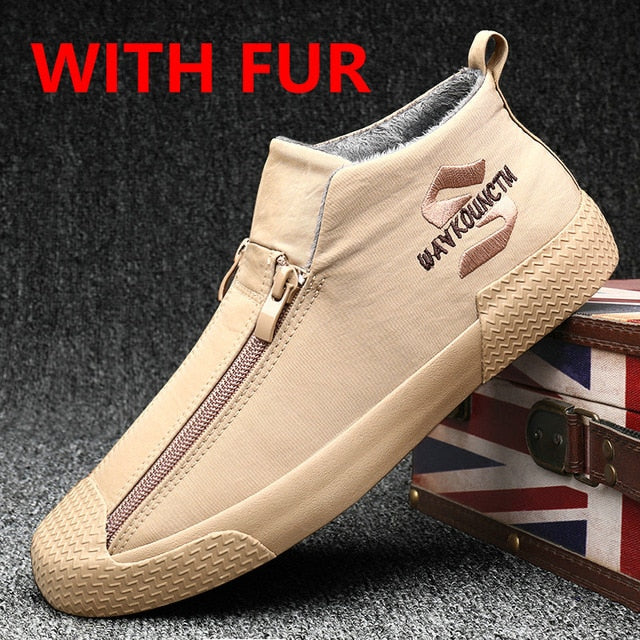Warm Winter Fashion Fur Zipper Men Boots