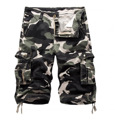 Military Camo Pattern Cargo Multi Pockets Style Men Shorts
