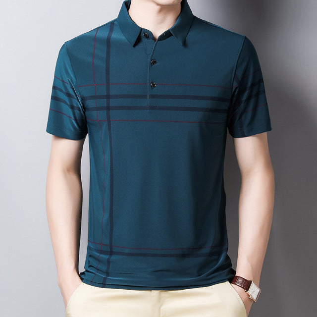 Striped Polyester Polo Shirt