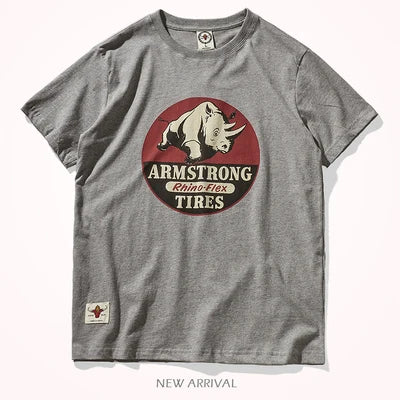 O-neck Rhino Printed T-Shirt