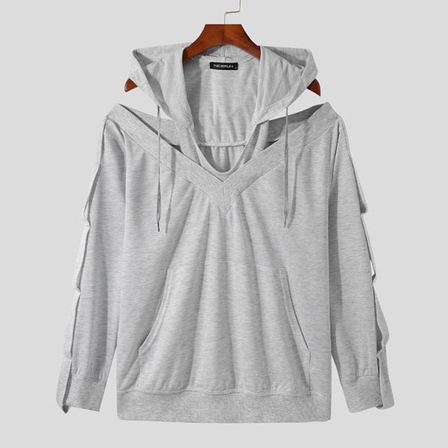 Hands Hollow Cut Off Shoulder Hoodie Jacket