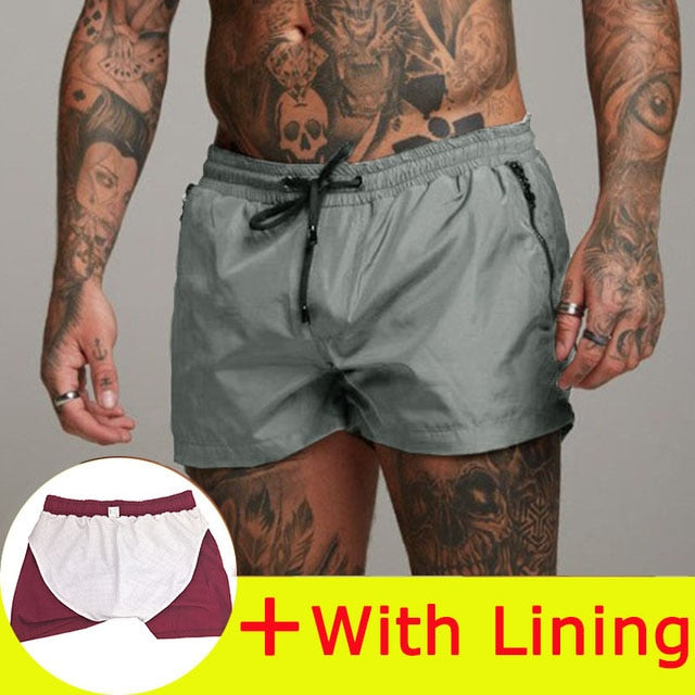 Simple Solid Drawstring Boxer Shorts