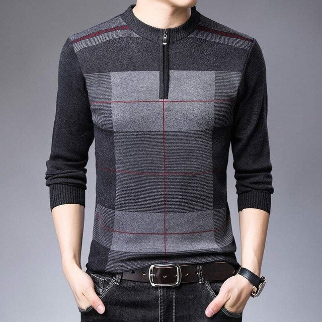 Big Plaid Patterned Flat Knitted Sweater
