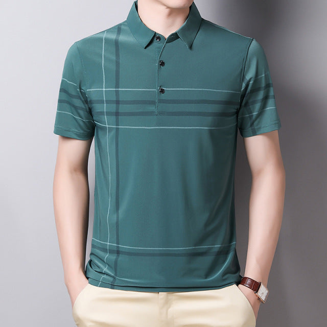 Striped Polyester Polo Shirt