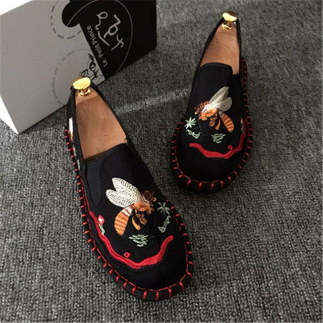 Men Colorful Embroidery Espadrilles Light Canvas Shoes