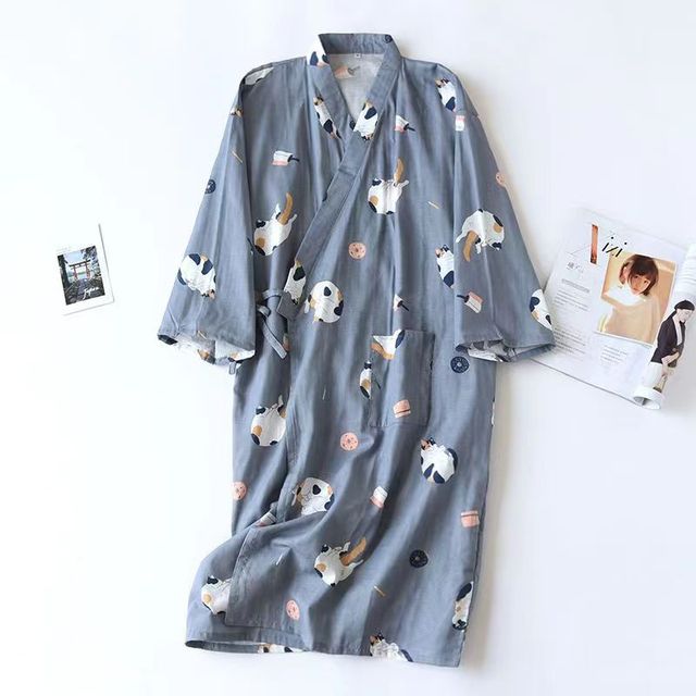 Printed Thin Cotton Sleeping Robe