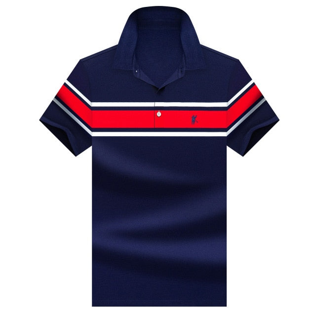 Red Horizontal Line Decorated Polo Shirt