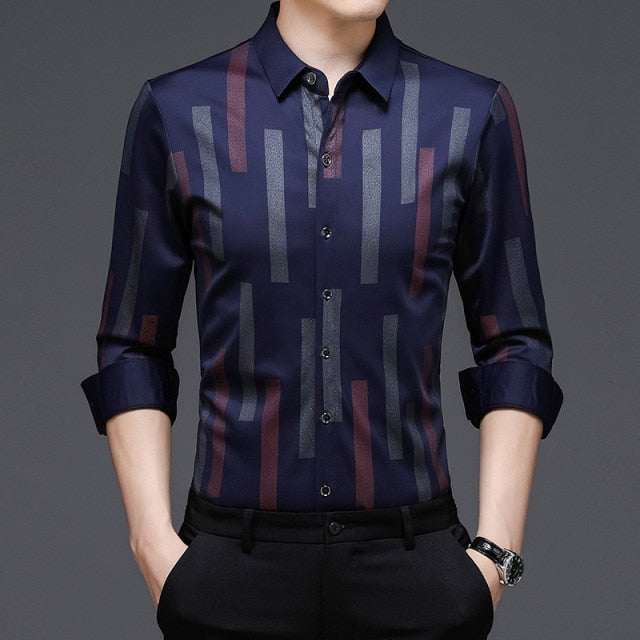Vertical Blocks Printed Long Sleeve Shirt