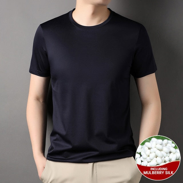 Mulberry Silk Solid O-Neck T-Shirt
