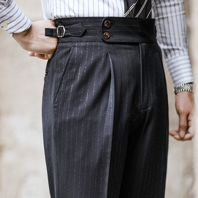 British Stripe Wide Ban Trousers