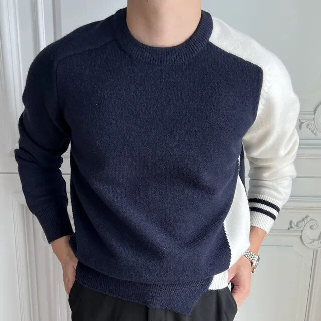 Solid with Stripes Sleeve Sweater