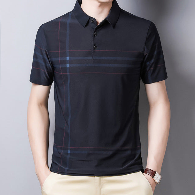 Striped Polyester Polo Shirt