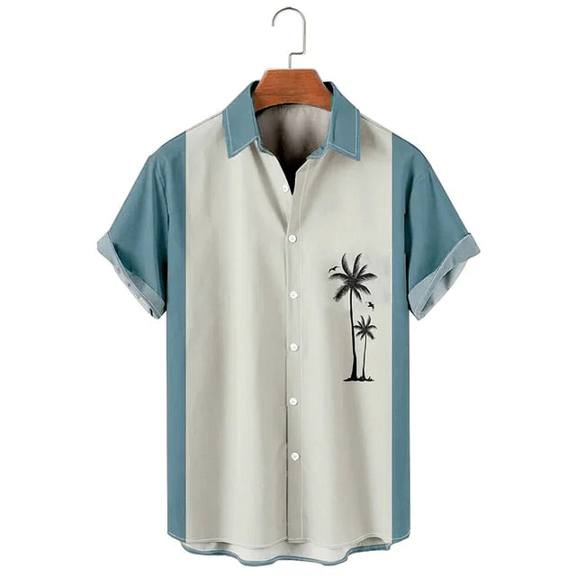 Palm Tree Printed Short Sleeve Shirt