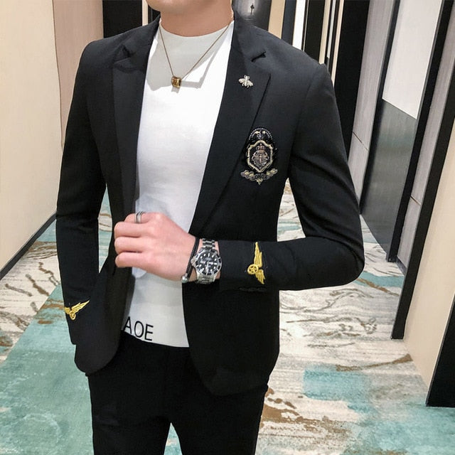 Gold Badges Decorated Black Blazer
