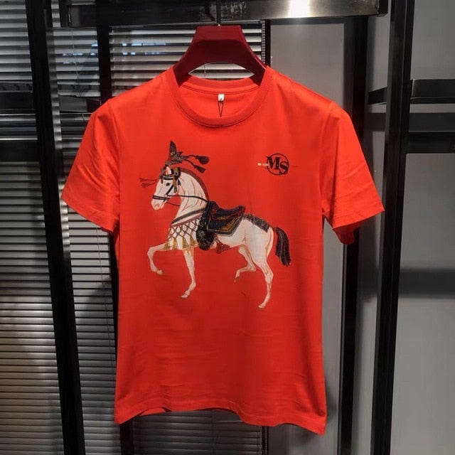 Medieval Horse Printed Cotton Modal T-Shirt